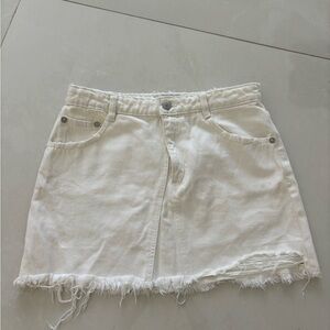 Zara White Denim Mini Skirt SZ L